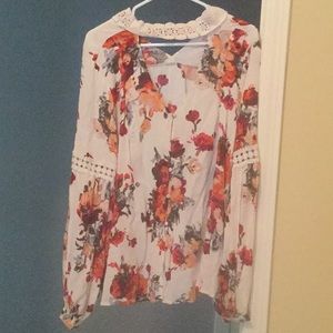 long sleeve choker neck top